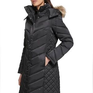 KENNETH COLE REACTION Black Long Puffer Coat | Size L